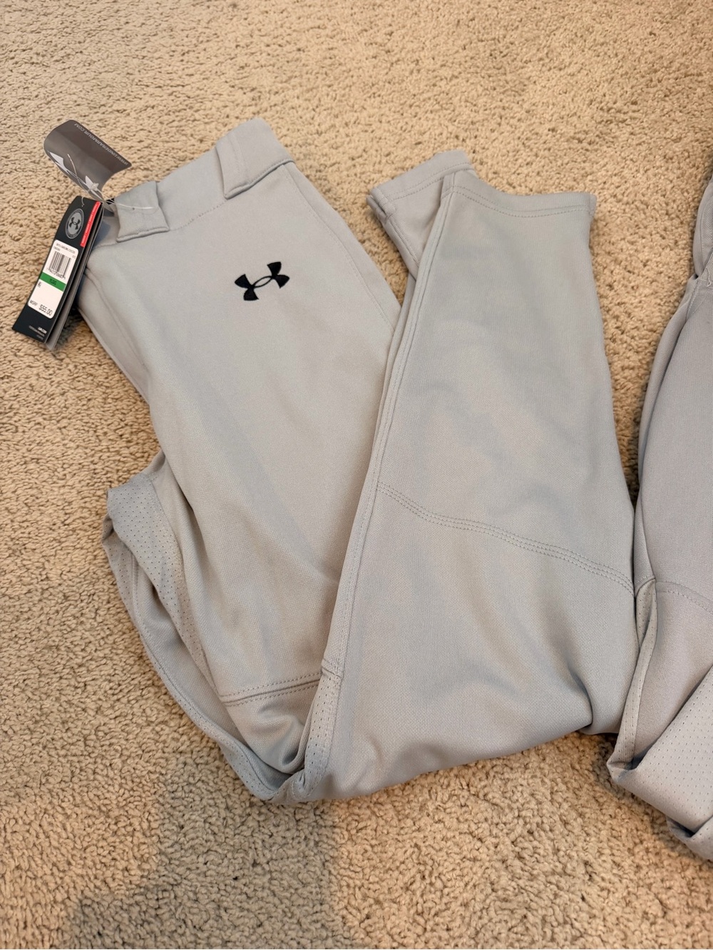 Under Armour youth Light Gray baseball pants with Black Trim